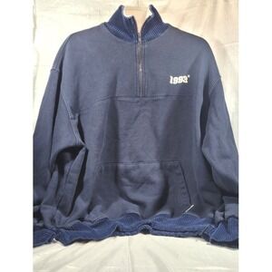 1993Studio Unisex Vintage Half Zip Pullover w/ Corduroy Collar & Cuffs - Navy L